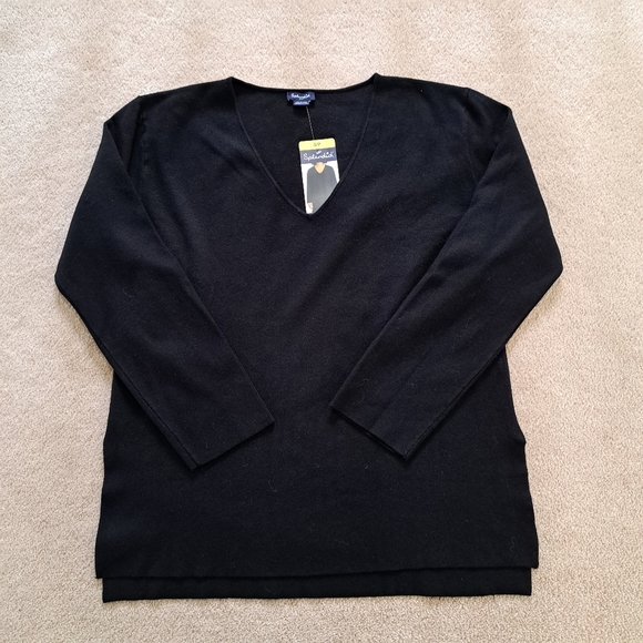 Splendid Sweater V-Neck Black Pull Over Women's Small Tunic Knit Top NWT - Picture 12 of 15